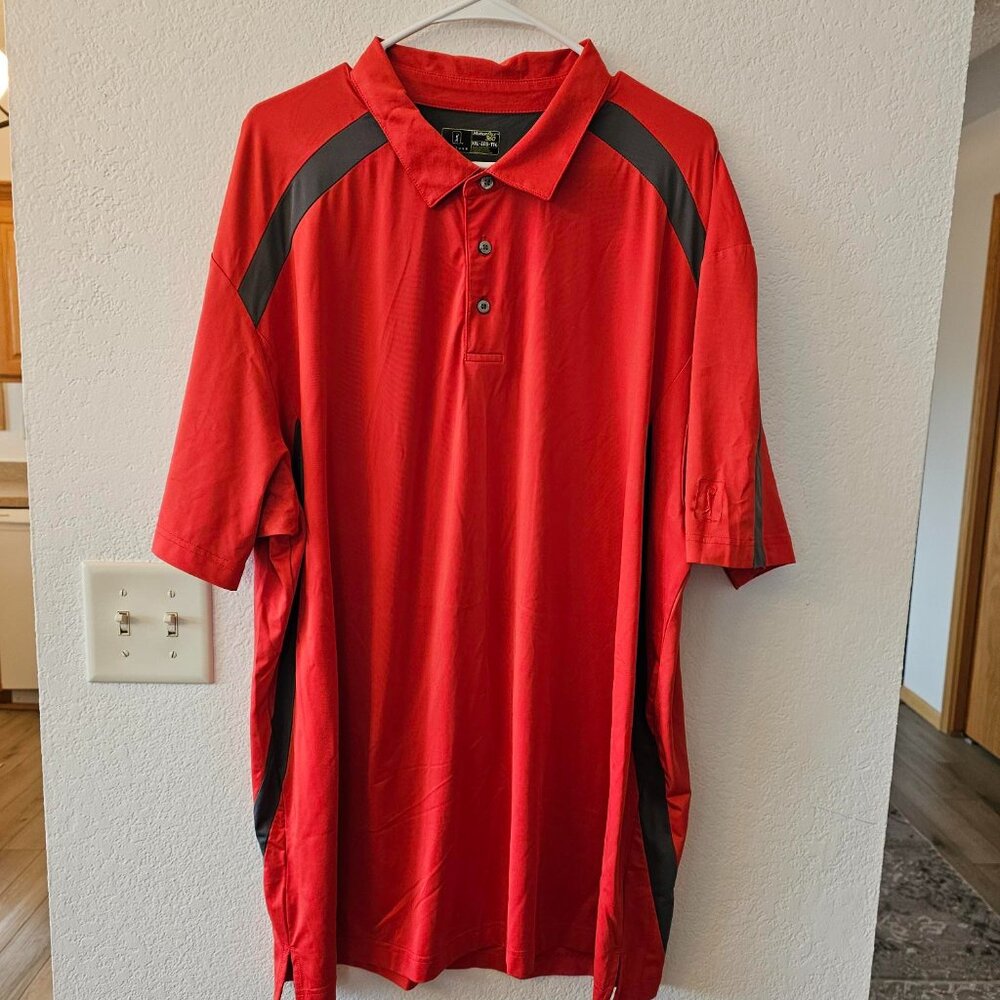 PGA Tour Motionflux 360 Mens 2XL Short Sleeve Golf Polo Shirt - Red and Black